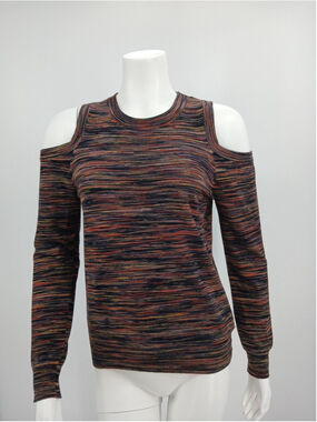 Rebecca Minkoff Cold Shoulder Top Size M Multicolor Knit Striped Fall Casual